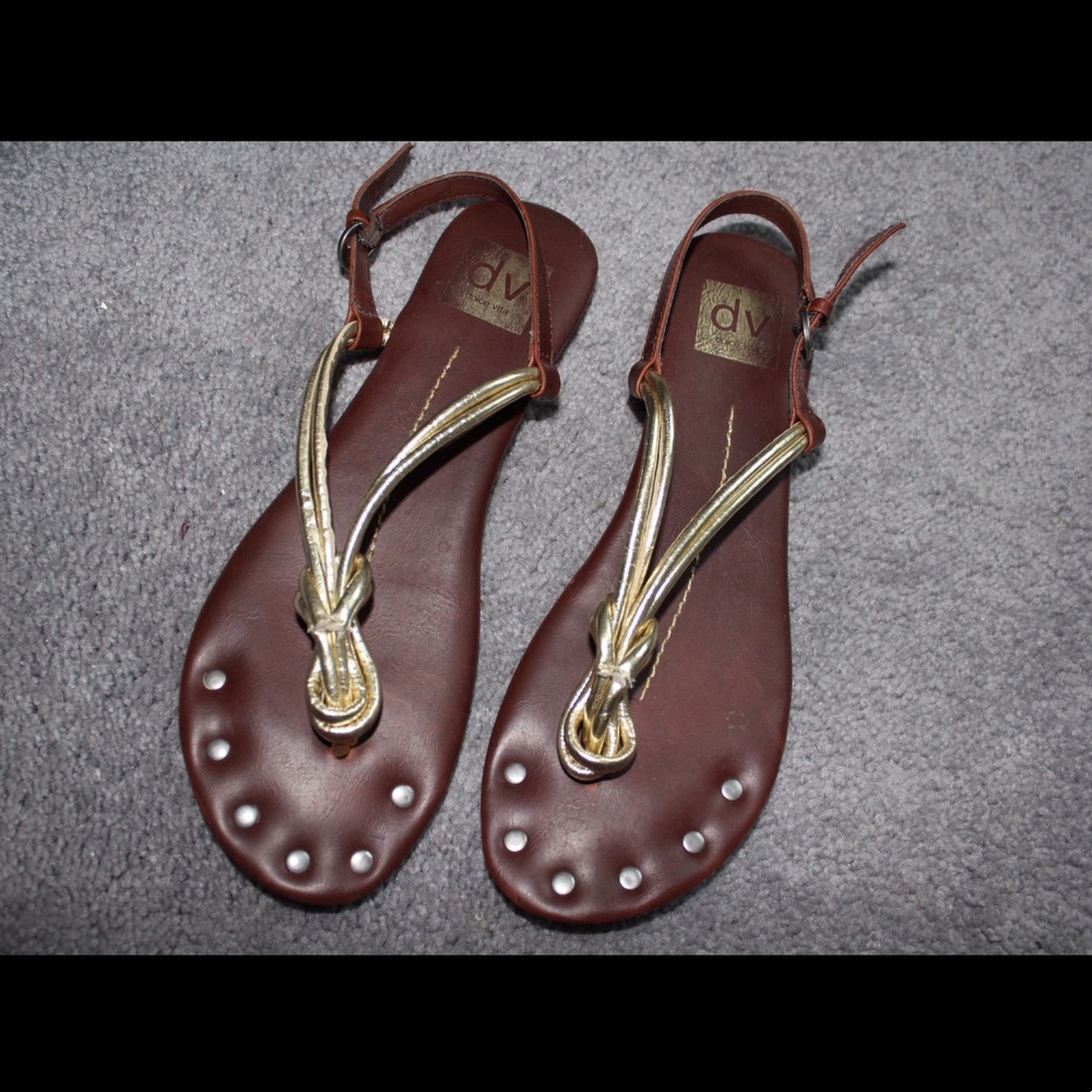 Brown and gold knot sandals